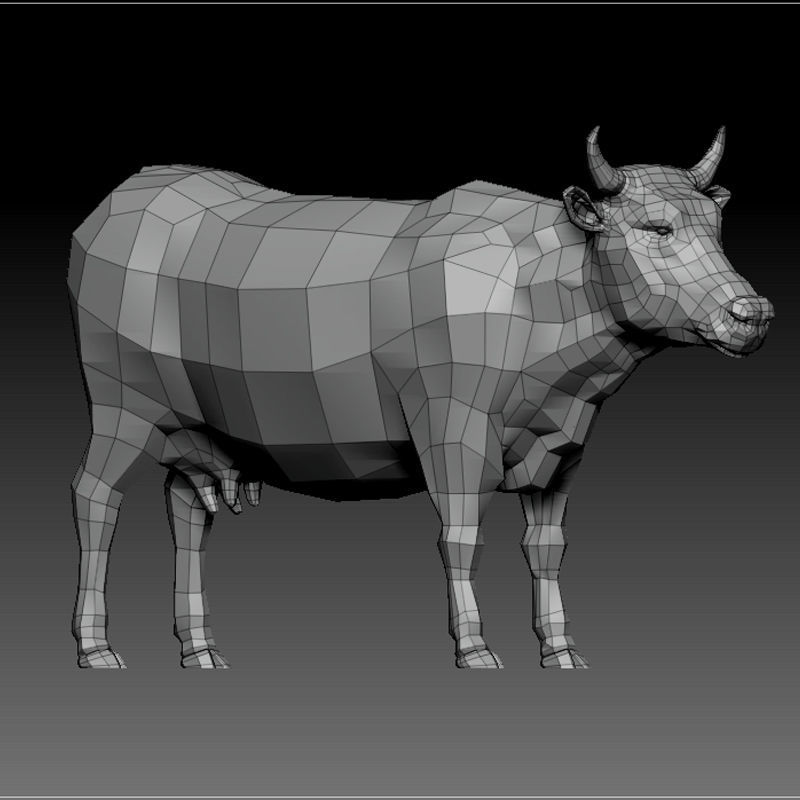 3D COW - LOWPOLY bull Low-poly 3D model_1