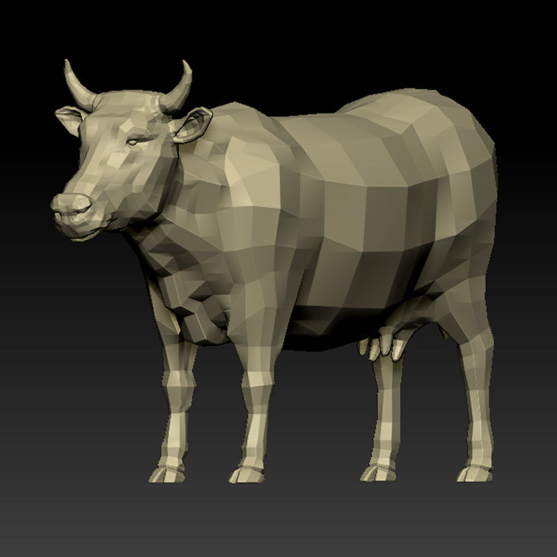 3D COW - LOWPOLY bull Low-poly 3D model_4