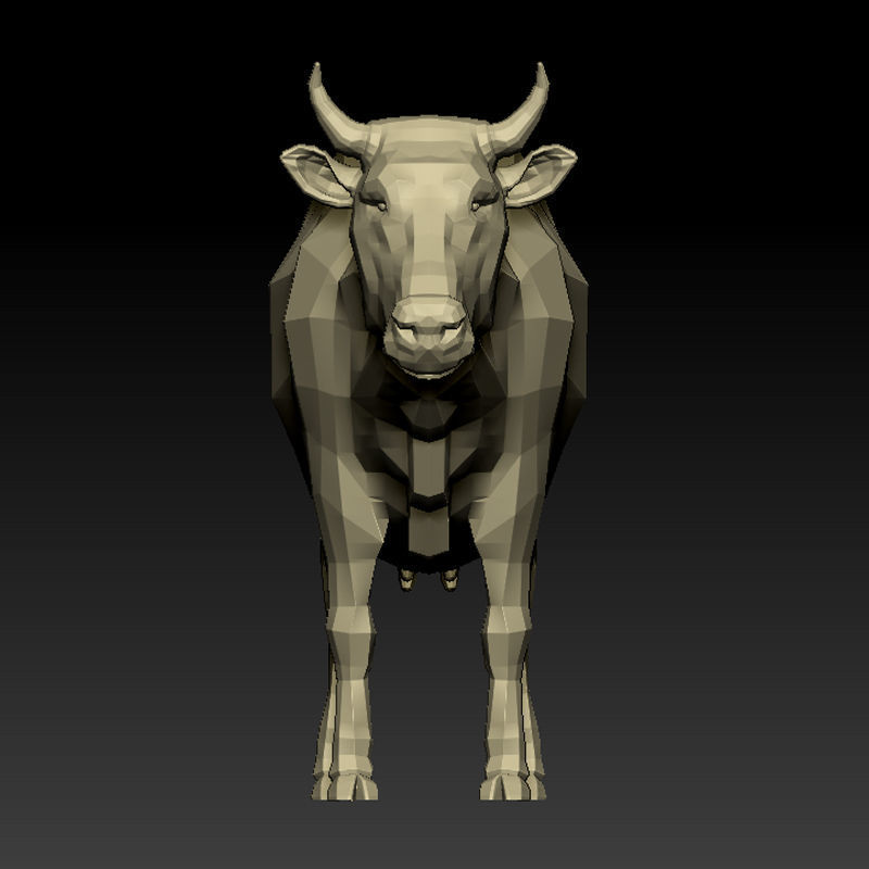 3D COW - LOWPOLY bull Low-poly 3D model_3
