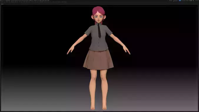 ZBrush Stylized Character Girl Base Mesh - Amy Girl Style 25