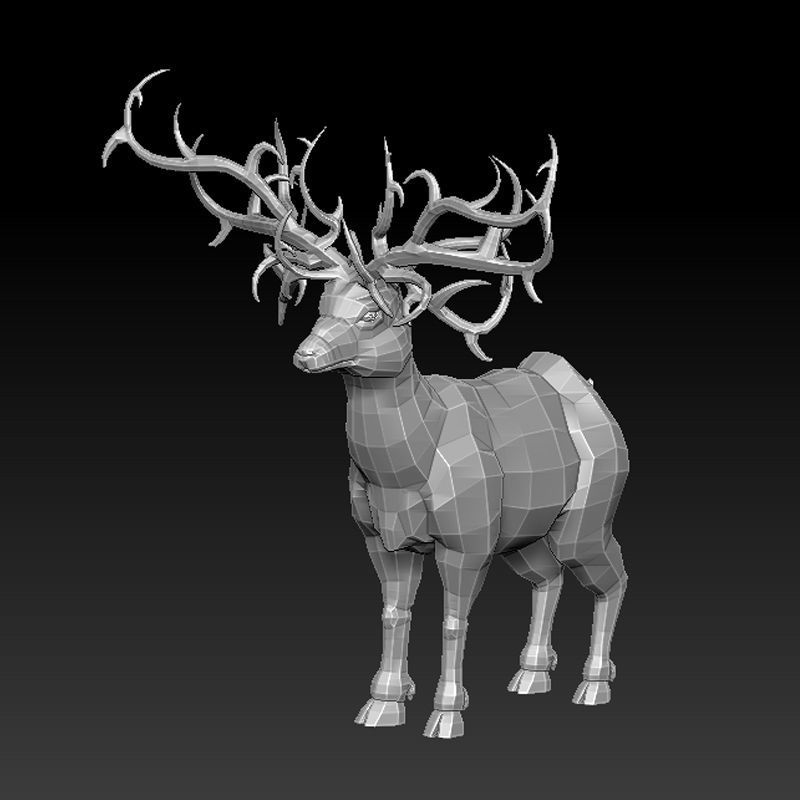 3D RAM LOWPOLY deer with antlers Low-poly 3D model_3