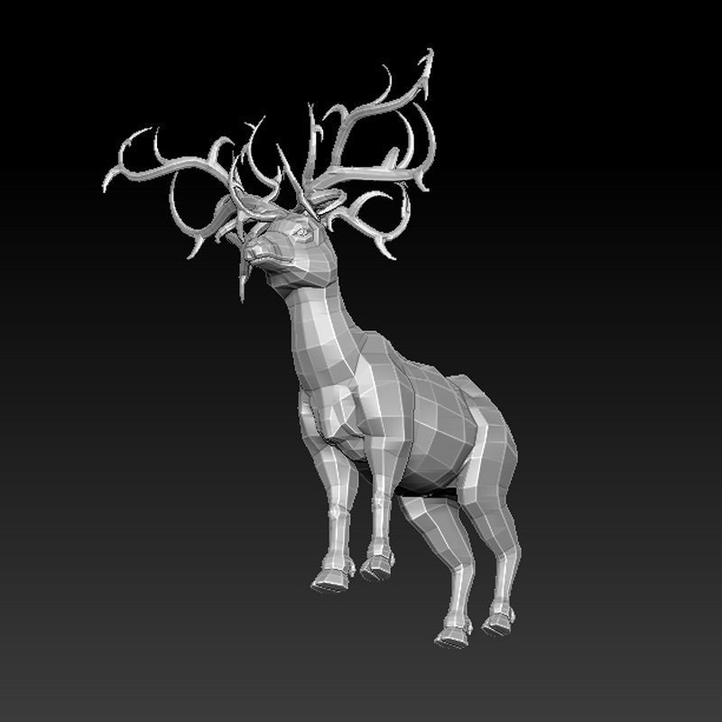 3D RAM LOWPOLY deer with antlers Low-poly 3D model_5