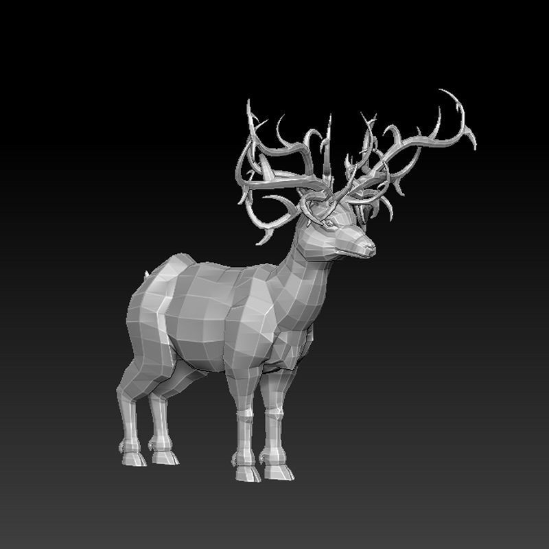 3D RAM LOWPOLY deer with antlers Low-poly 3D model_4