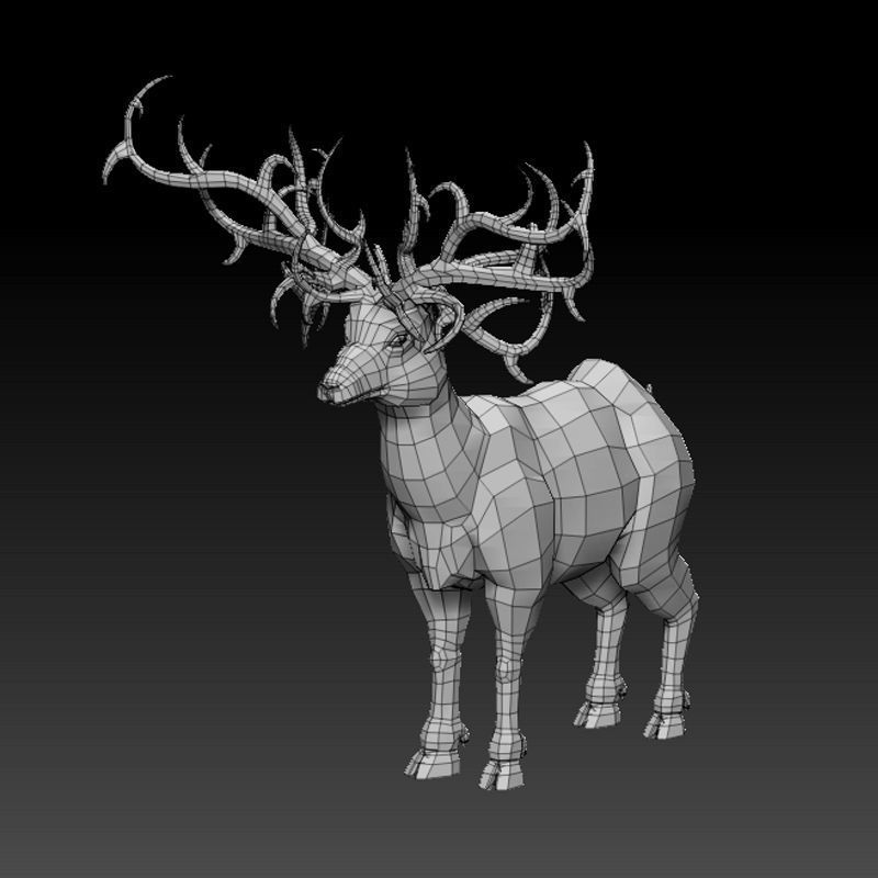3D RAM LOWPOLY deer with antlers Low-poly 3D model_2