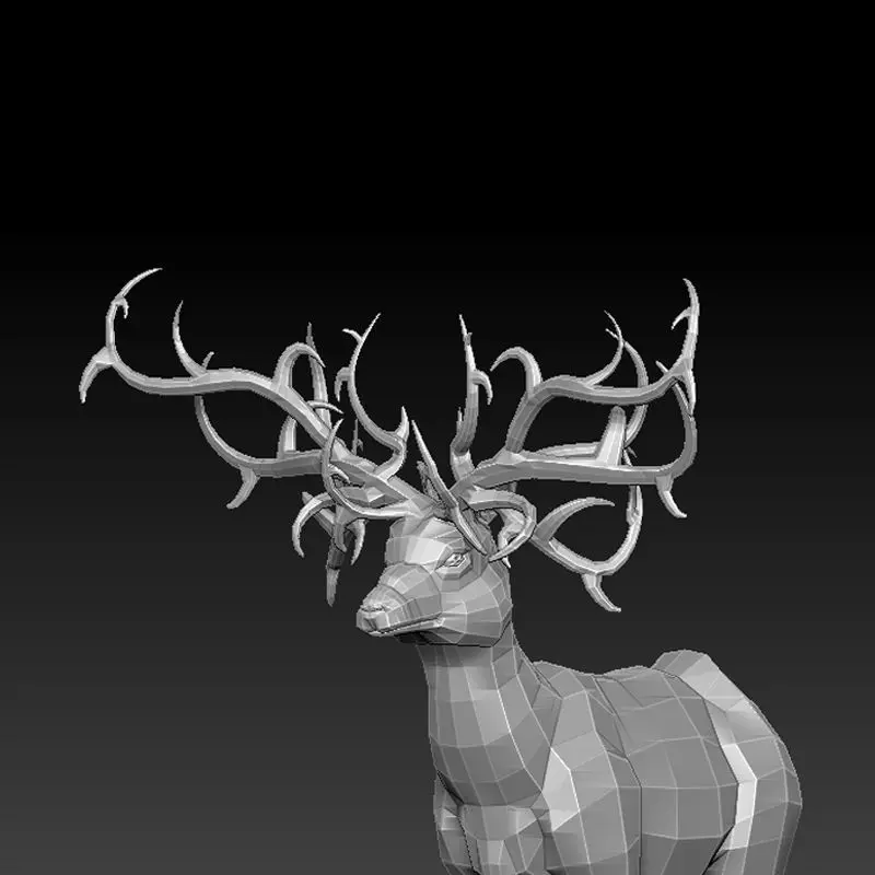 3D RAM LOWPOLY deer with antlers Low-poly 3D model_0