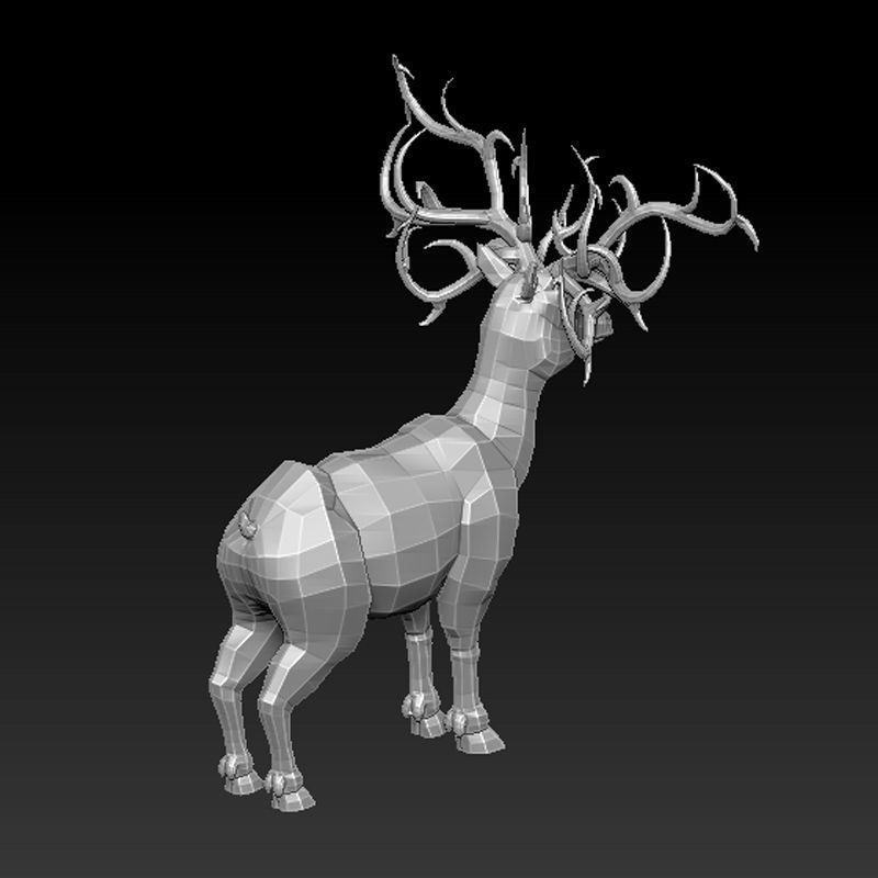 3D RAM LOWPOLY deer with antlers Low-poly 3D model_7