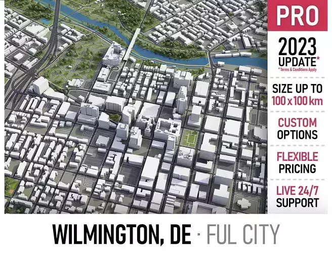 Wilmington - 3D City Model Low-poly 3D model