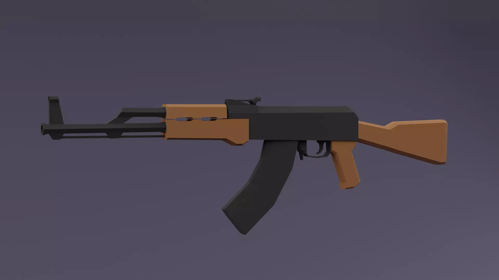 AK-47 gun Low-poly 3D model