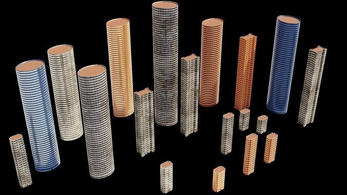 Low Poly City Buildings 3D models Low-poly 3D model