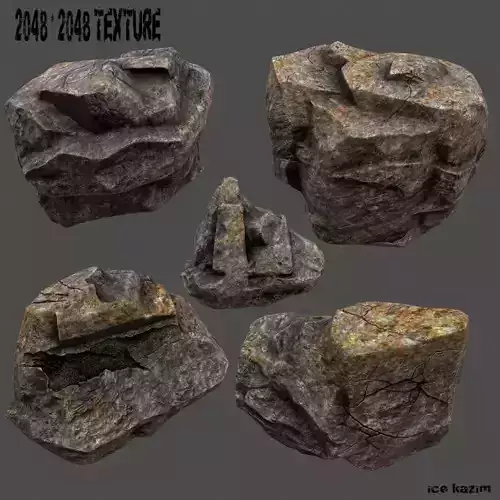 Rocks rock with face Low-poly 3D model