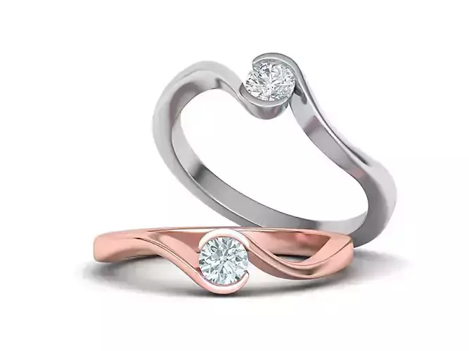 Bypass Half Bezel Engagement ring with 4mm stone 3D print model
