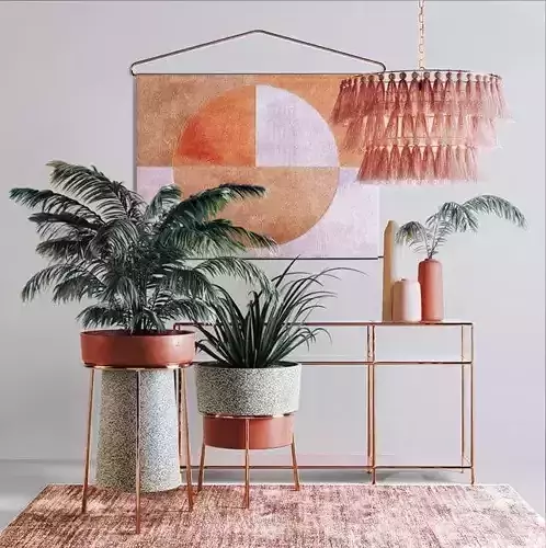 DECOR SET living room with plants and lamp