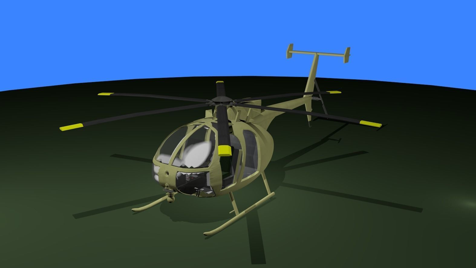MH-6 military helicopter Low-poly 3D model_9