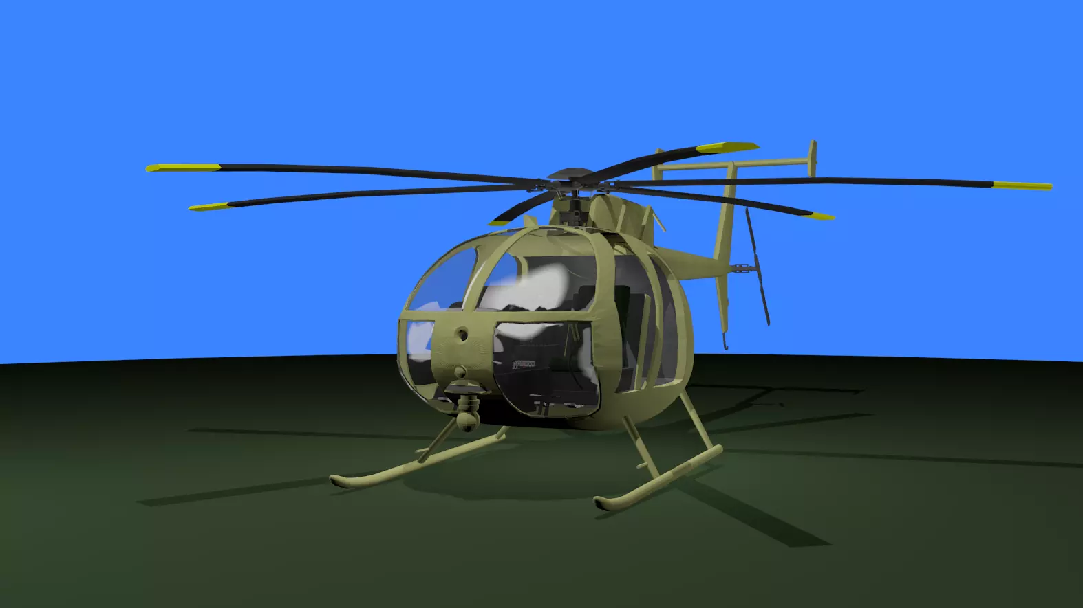 MH-6 military helicopter Low-poly 3D model_0
