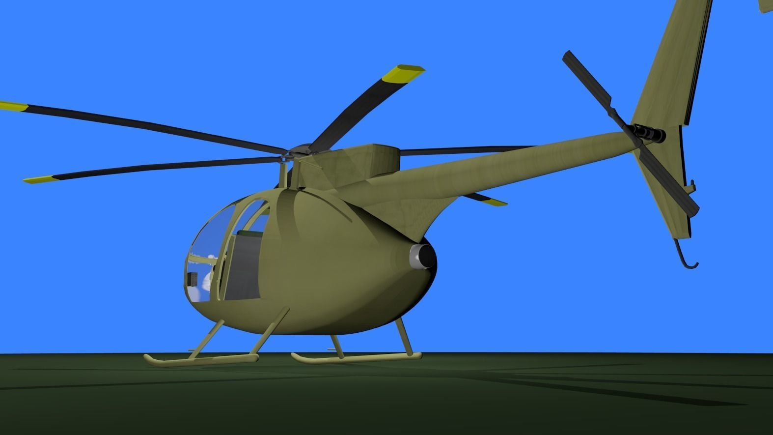MH-6 military helicopter Low-poly 3D model_2