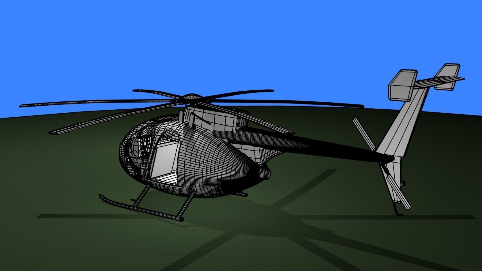 MH-6 military helicopter Low-poly 3D model_22