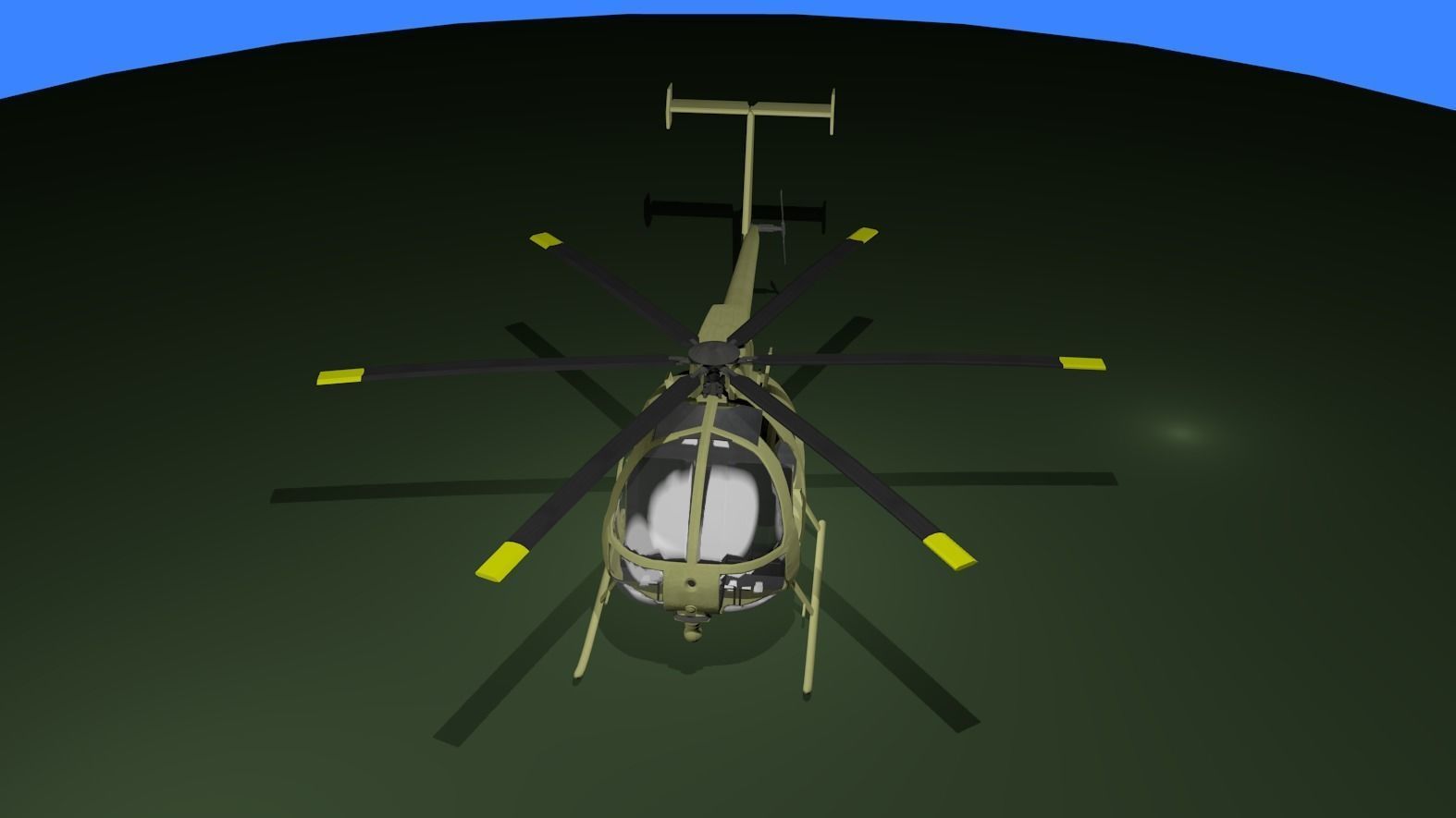 MH-6 military helicopter Low-poly 3D model_1