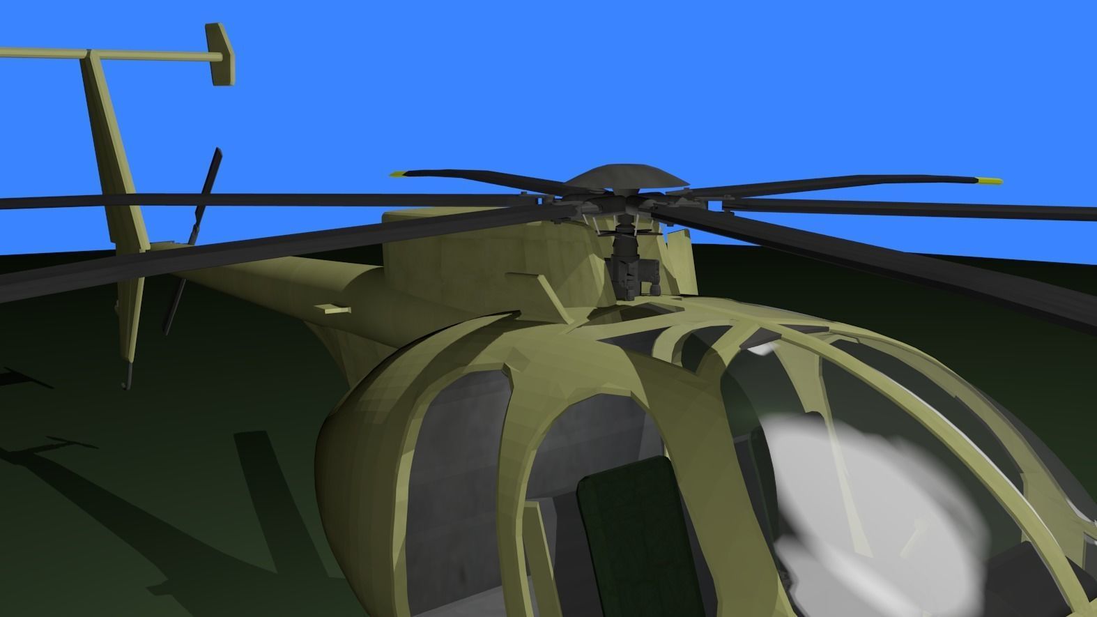 MH-6 military helicopter Low-poly 3D model_13