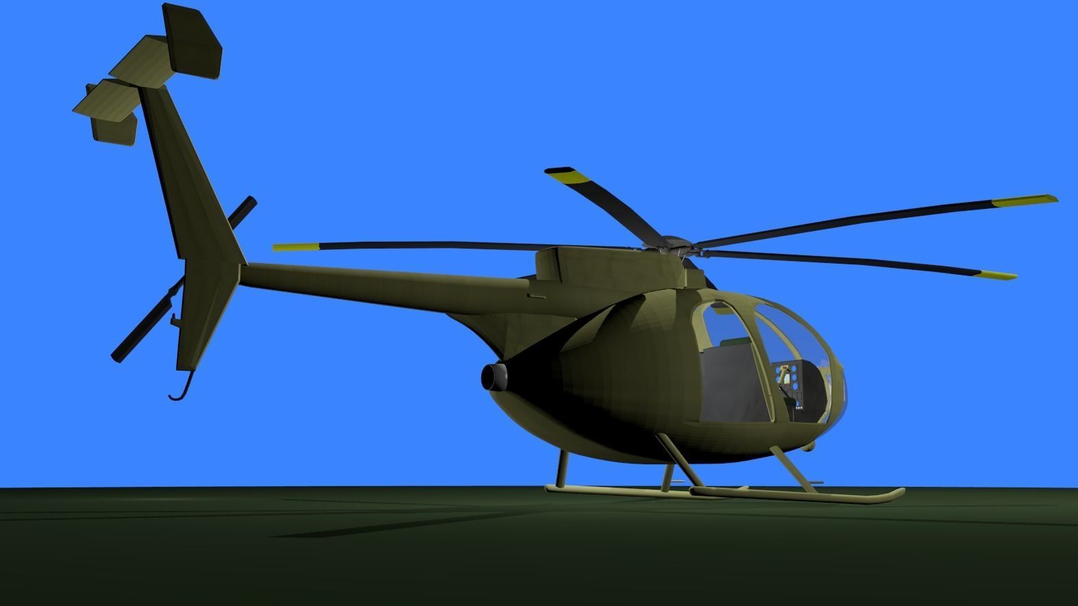MH-6 military helicopter Low-poly 3D model_21