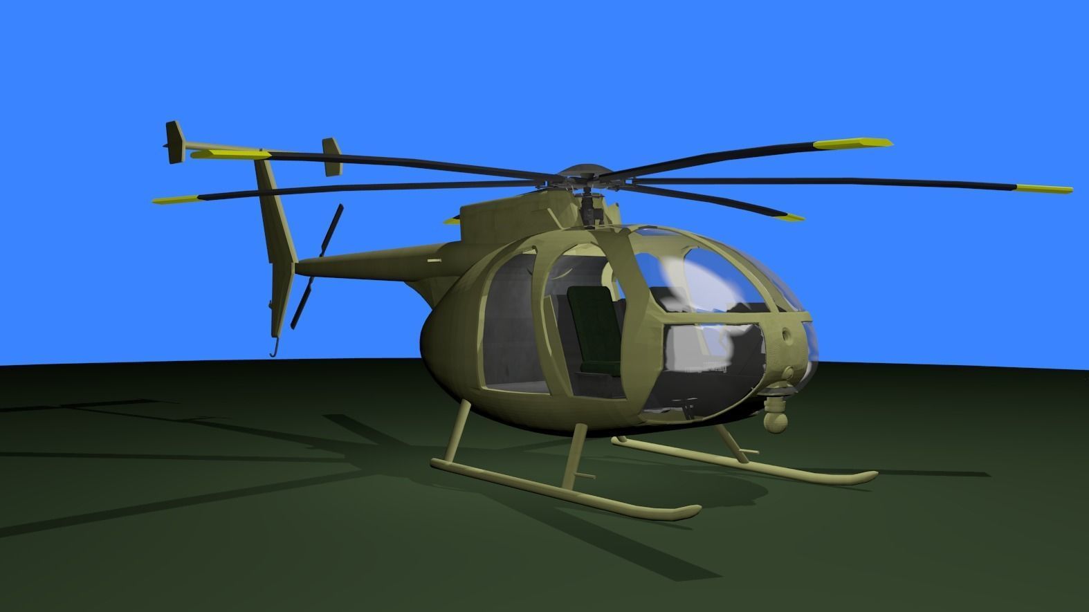 MH-6 military helicopter Low-poly 3D model_11