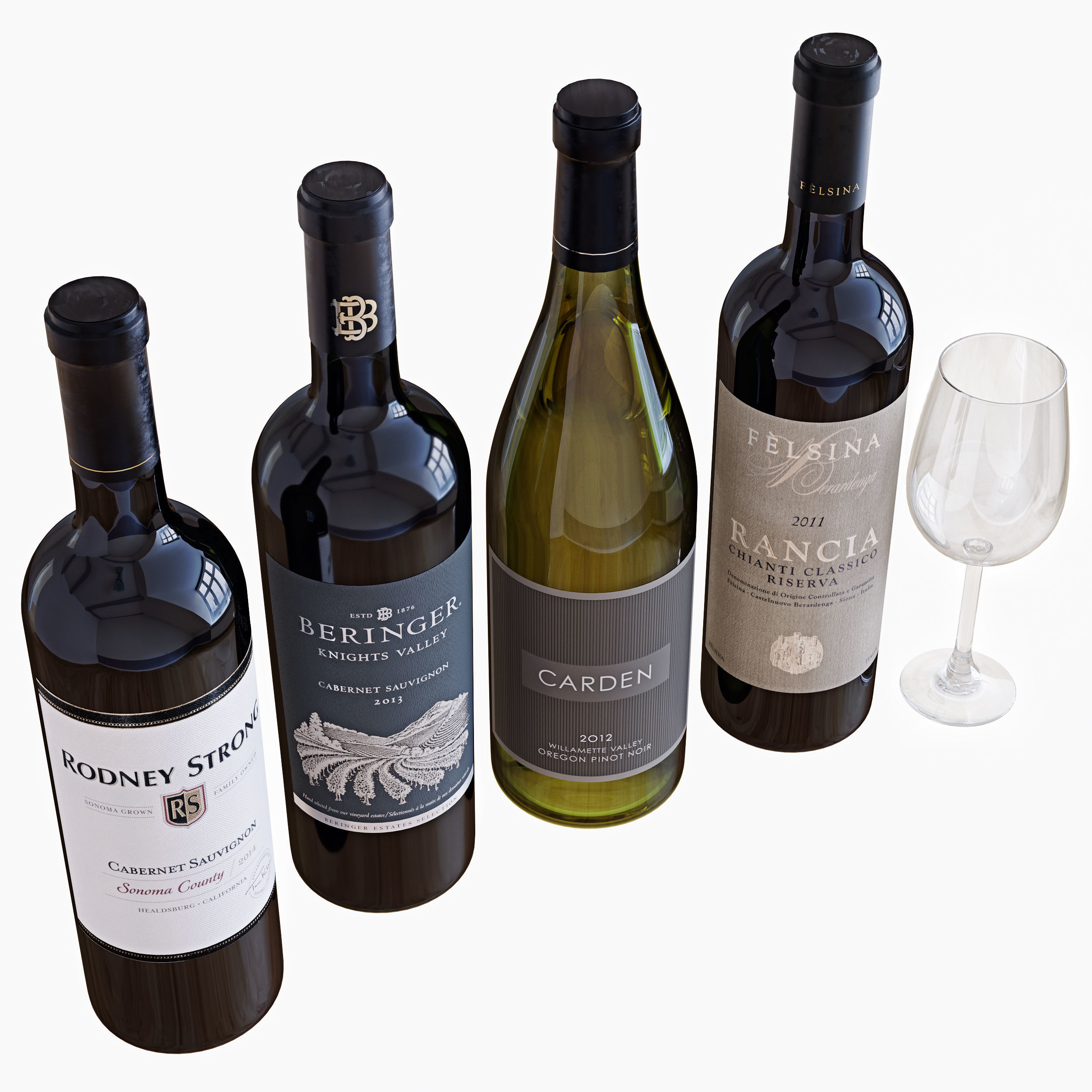 Wine bottle set 7 3D model_2