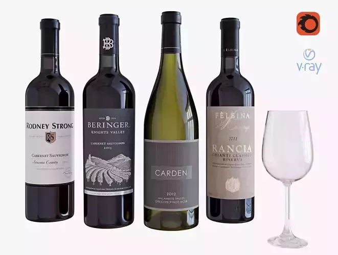 Wine bottle set 7 3D model
