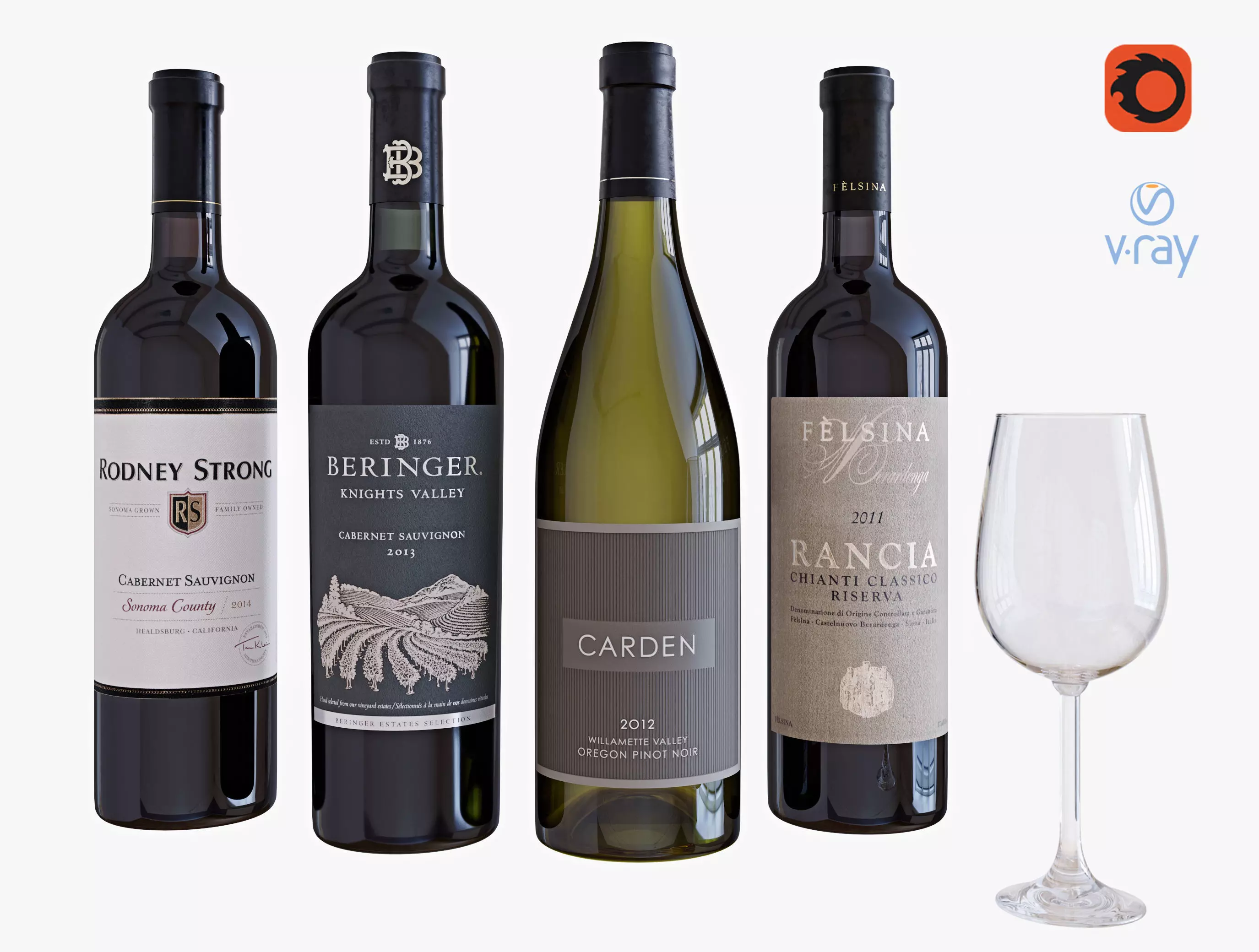 Wine bottle set 7 3D model_0