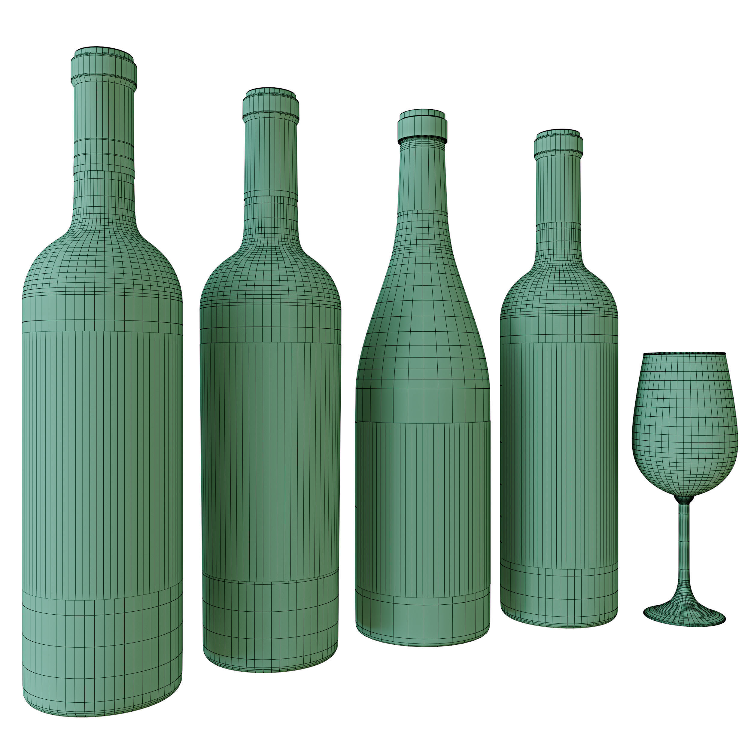 Wine bottle set 7 3D model_6