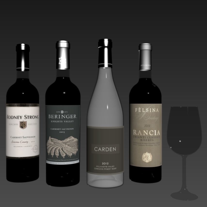 Wine bottle set 7 3D model_4