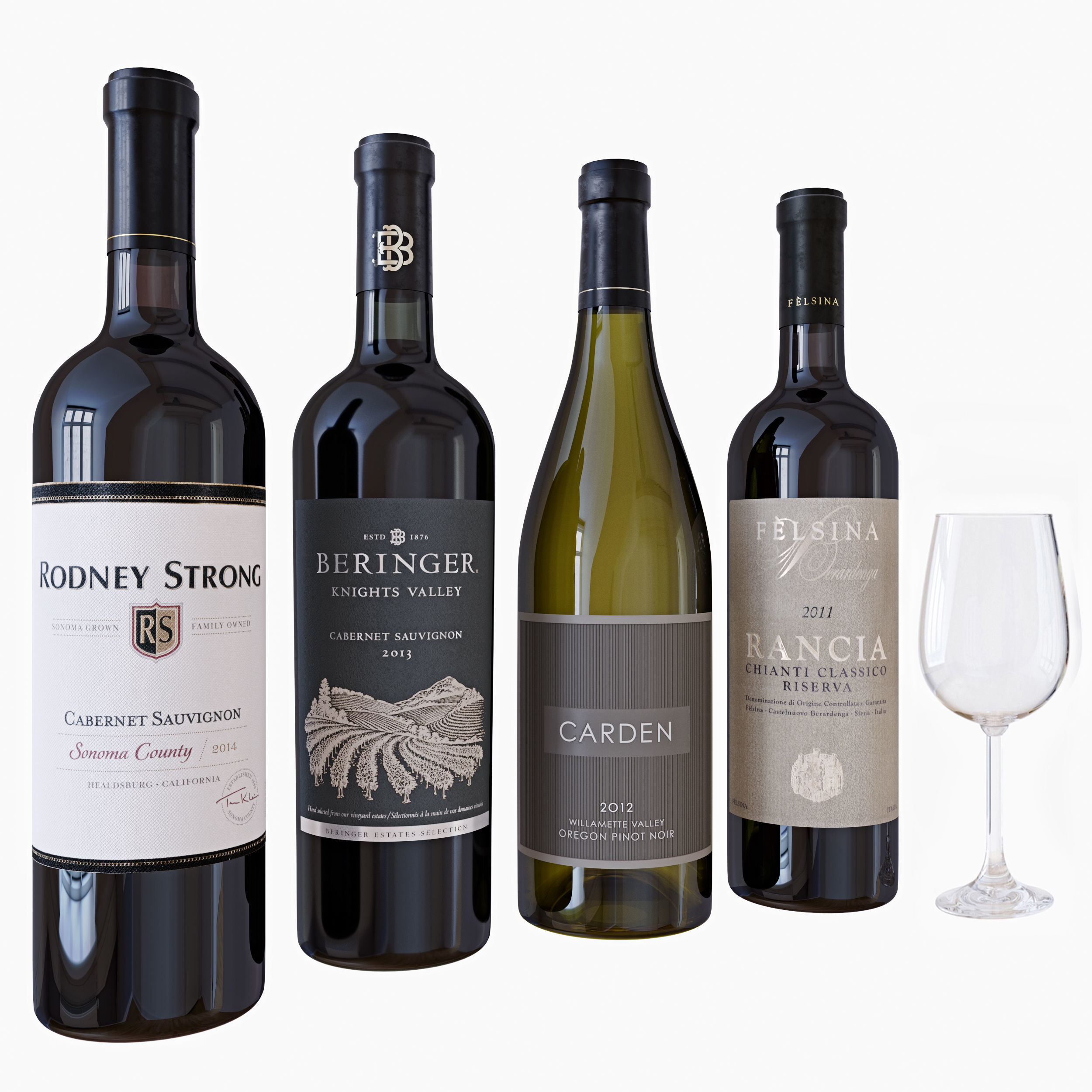 Wine bottle set 7 3D model_1