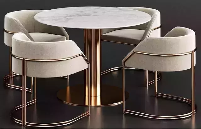 Dining Set table with four chairs and marble top