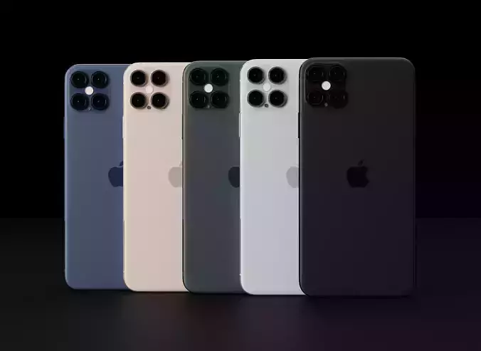 Apple iPhone 12 Pro Max 4 Camera Set-up Concept In All Colors Low-poly 3D model