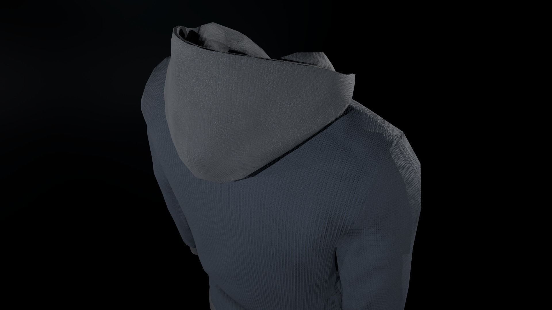 Blue Hoodie Low-poly 3D model_10