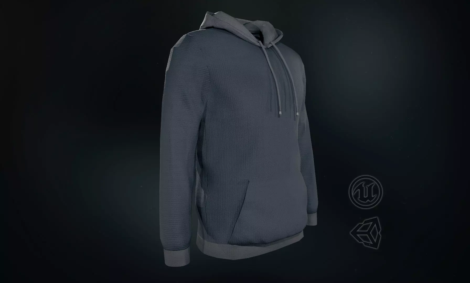 Blue Hoodie Low-poly 3D model_0