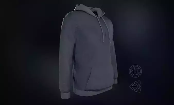 Blue Hoodie Low-poly 3D model