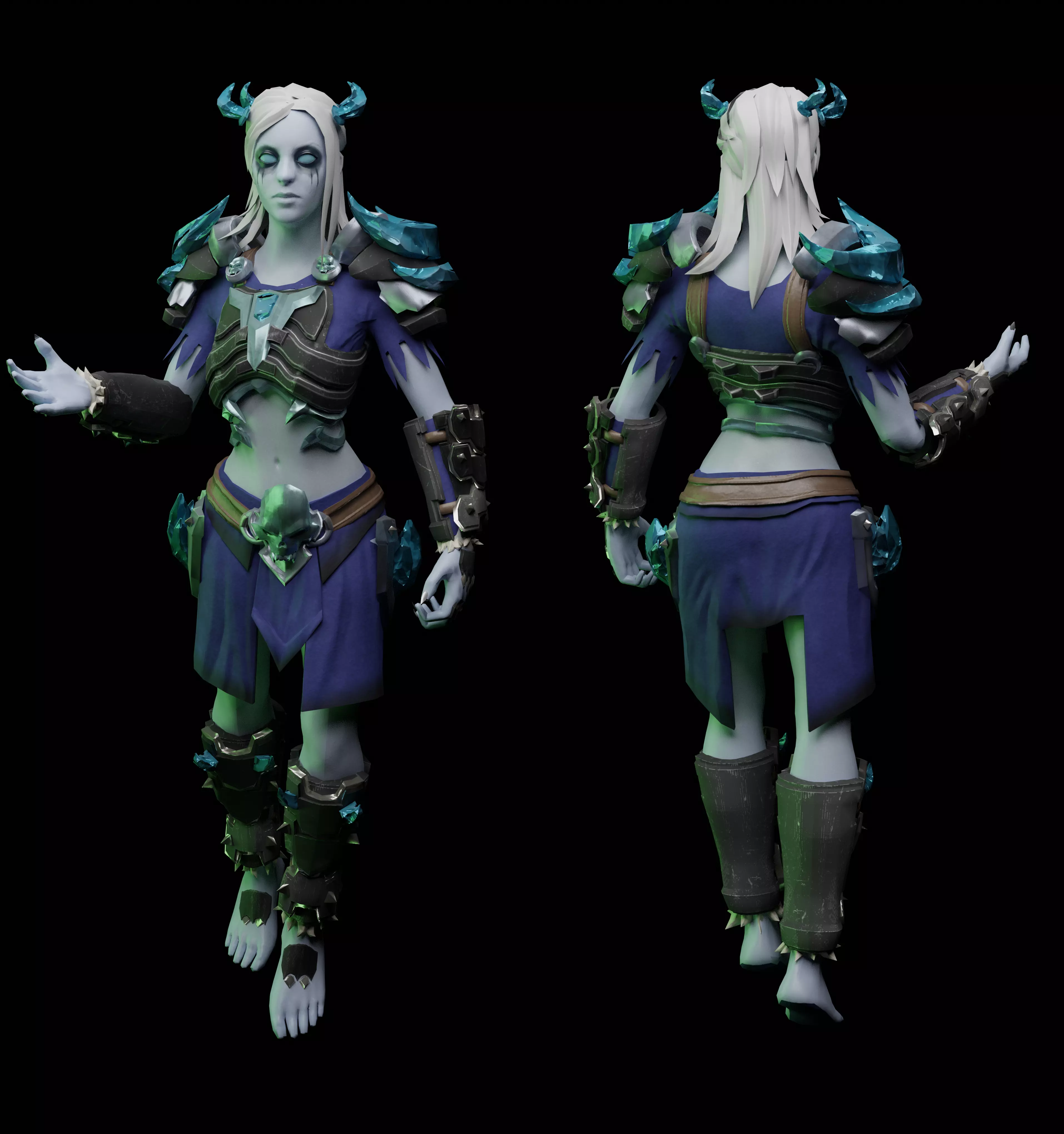 Amgis female character from world of warcraft Low-poly 3D model_0