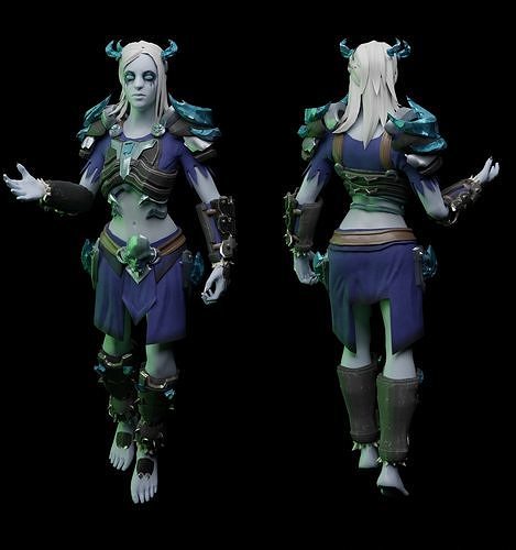 Amgis female character from world of warcraft Low-poly 3D model