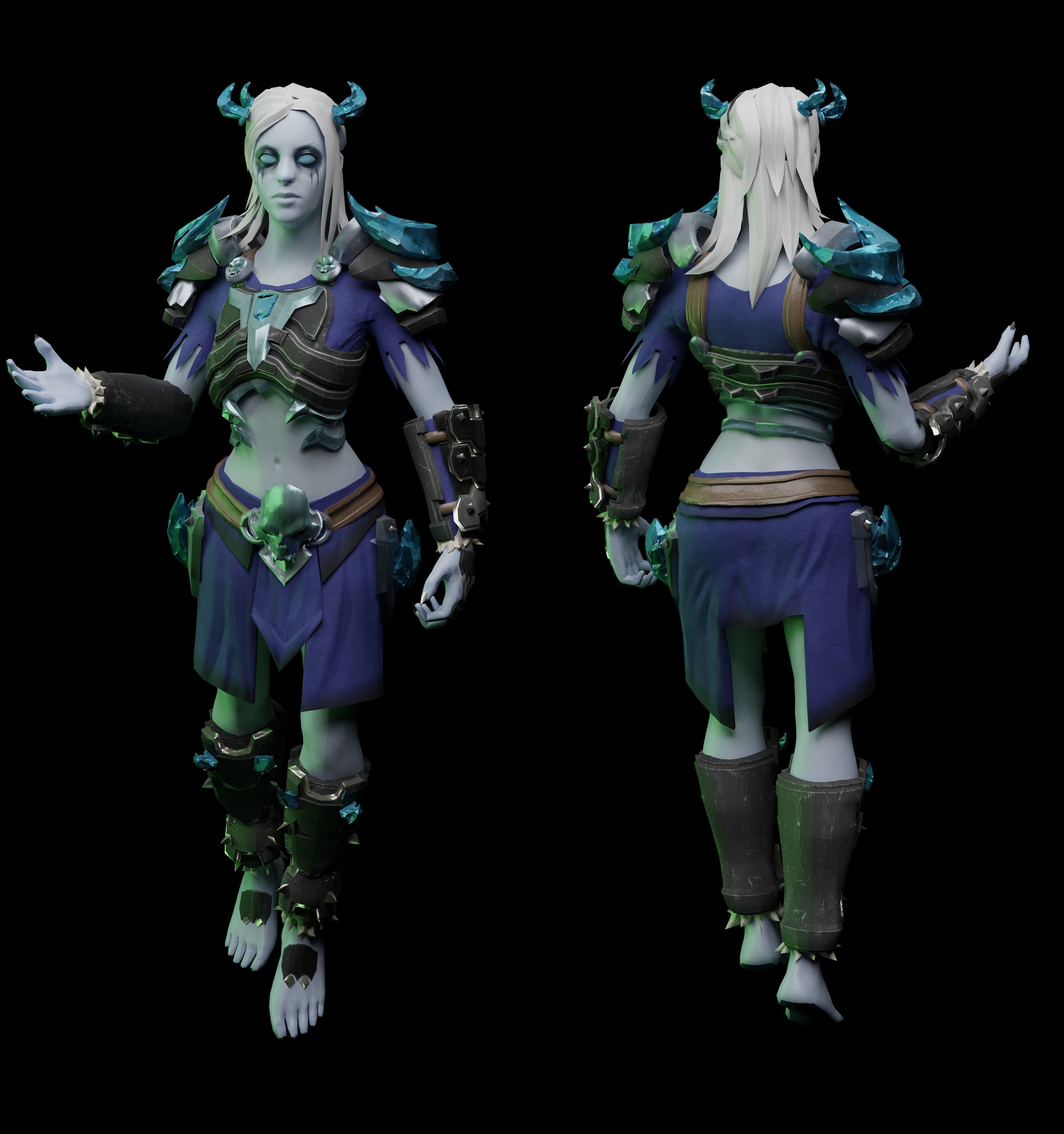Amgis female character from world of warcraft Low-poly 3D model_1