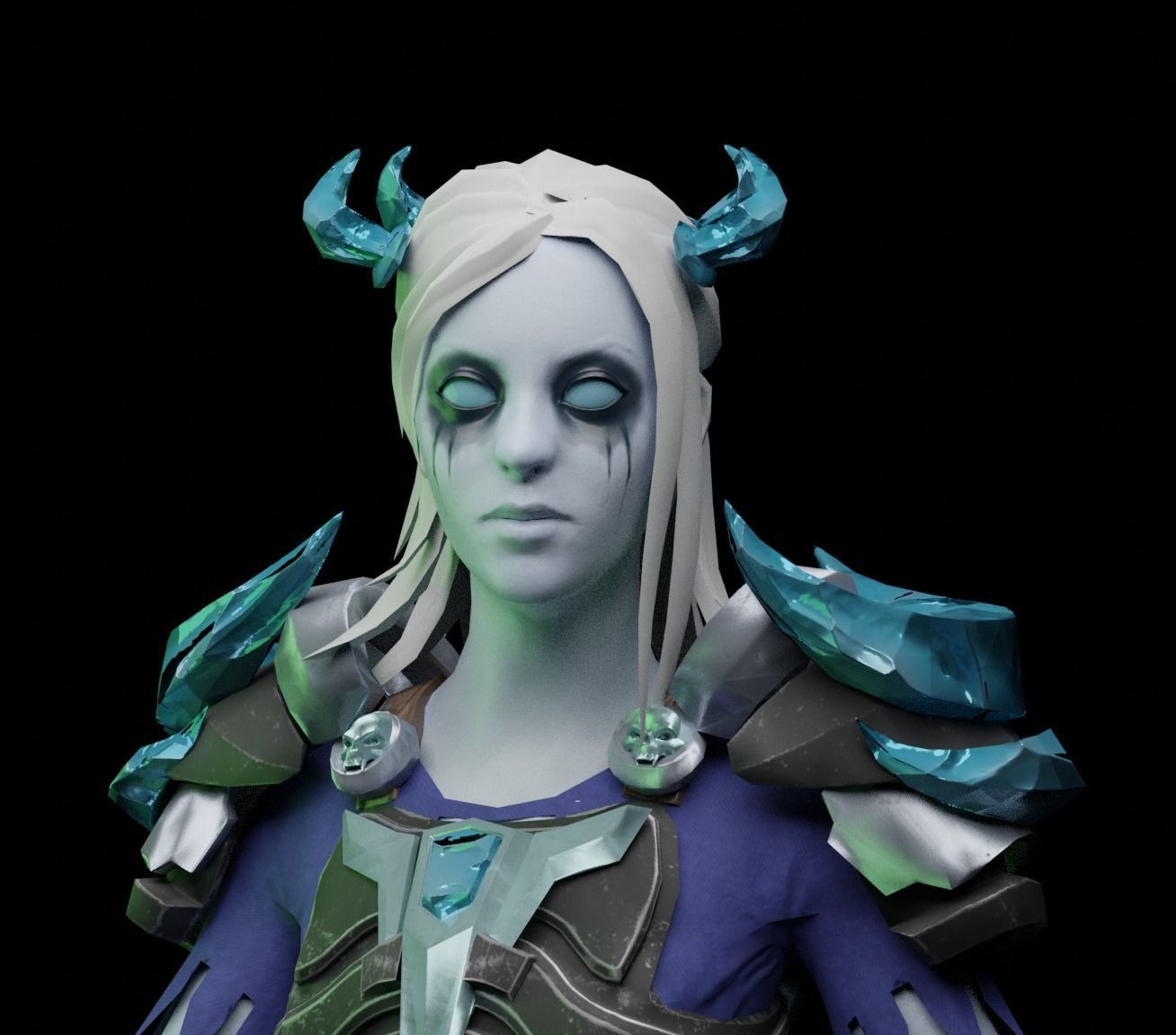 Amgis female character from world of warcraft Low-poly 3D model_2