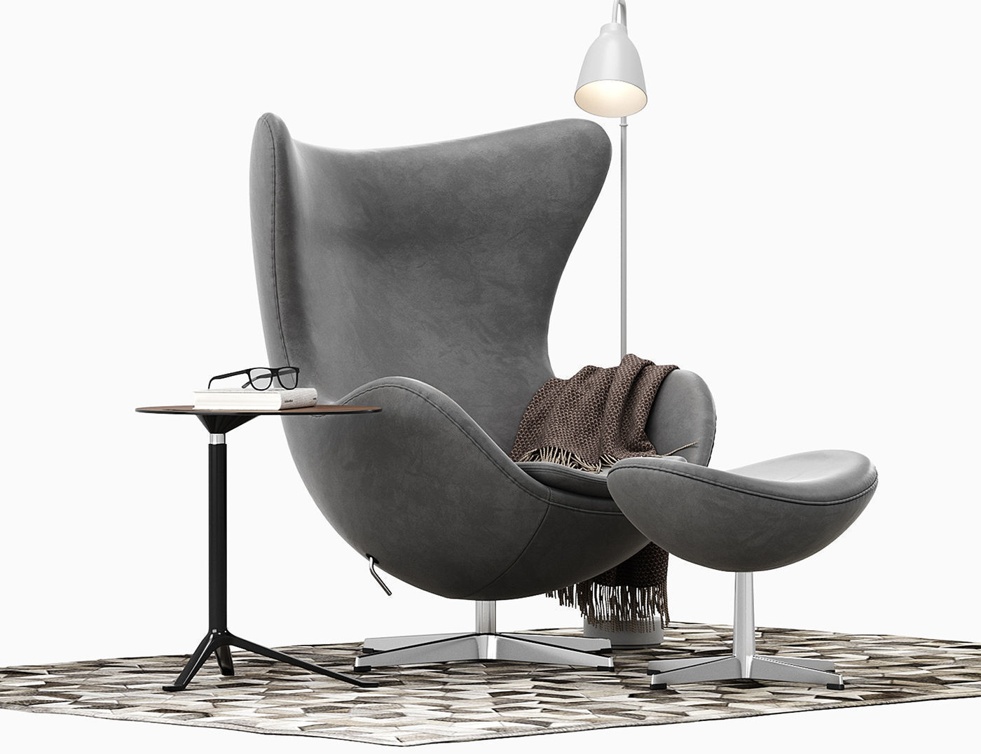 Egg lounge chair  3D model_2