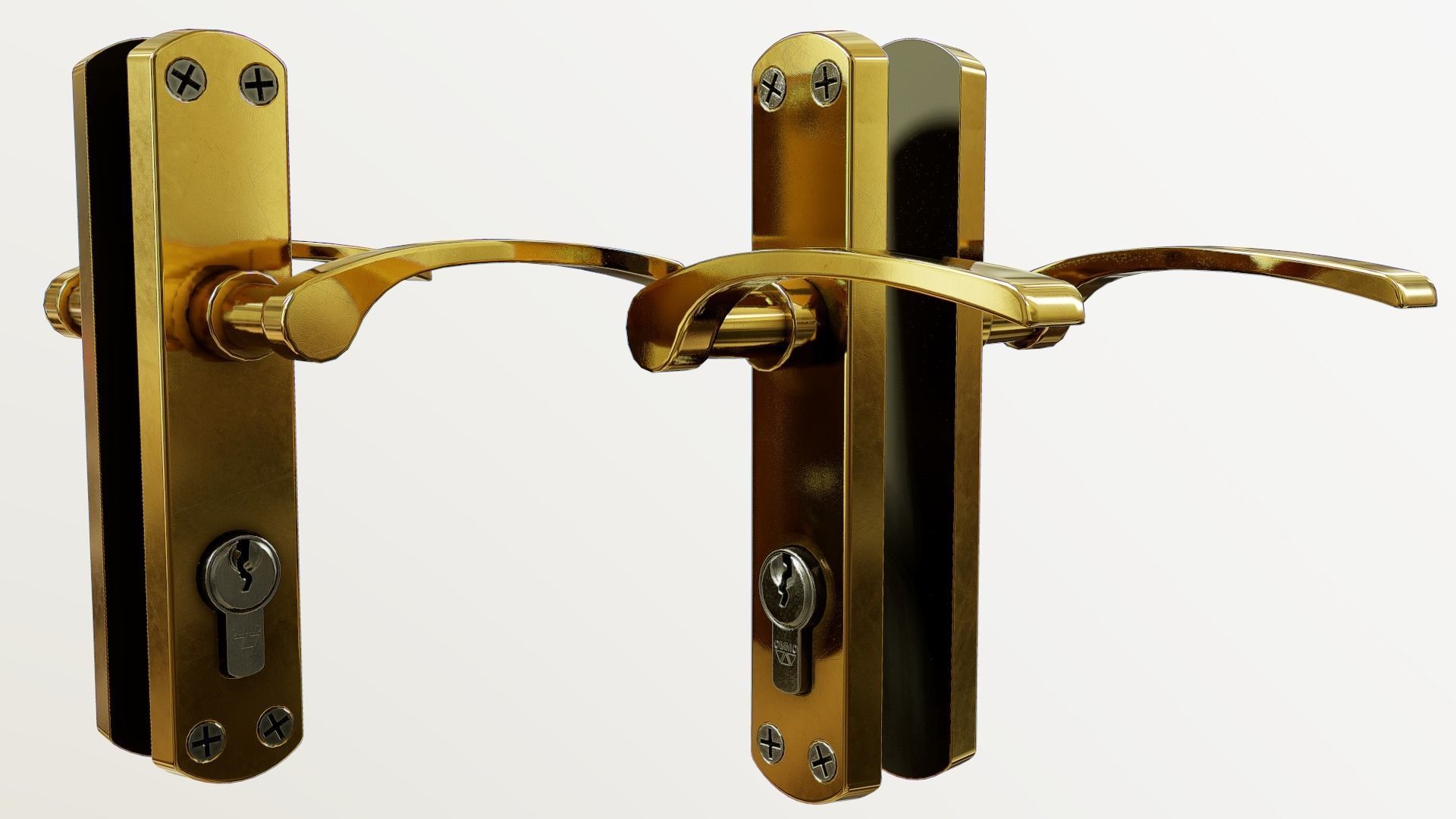 Interior Door Handle PBR Low-poly 3D model_4