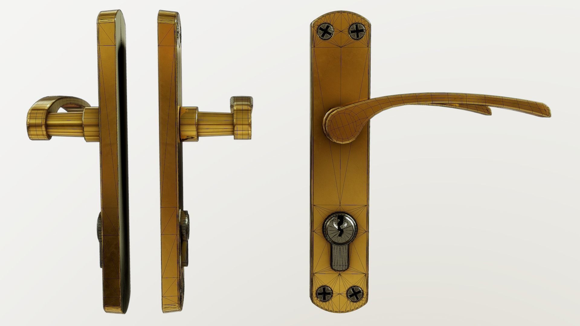 Interior Door Handle PBR Low-poly 3D model_15