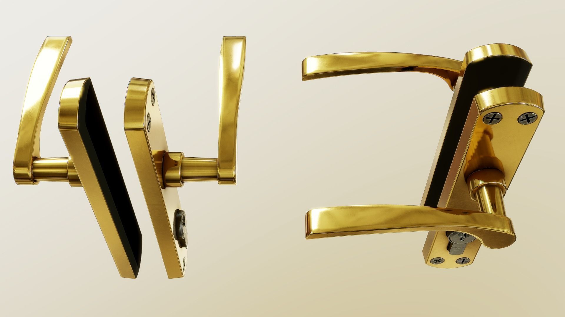 Interior Door Handle PBR Low-poly 3D model_8