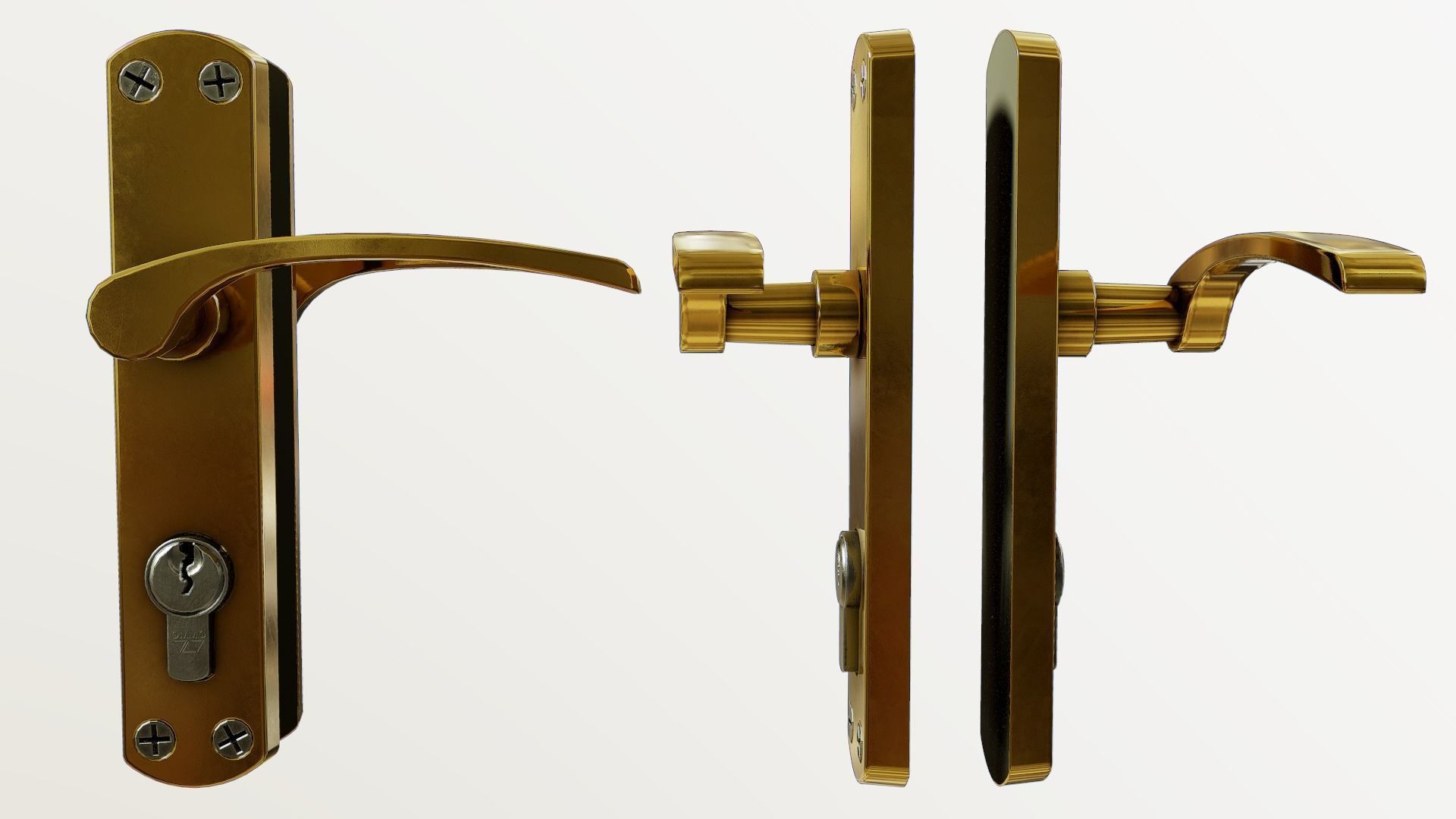 Interior Door Handle PBR Low-poly 3D model_5