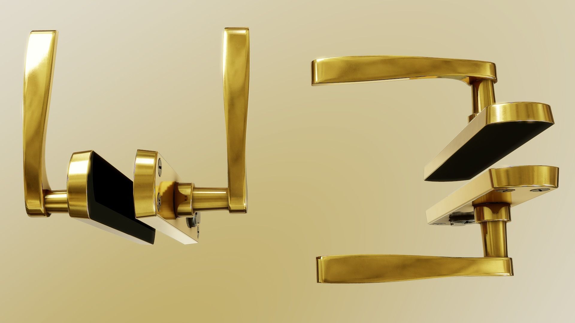 Interior Door Handle PBR Low-poly 3D model_9