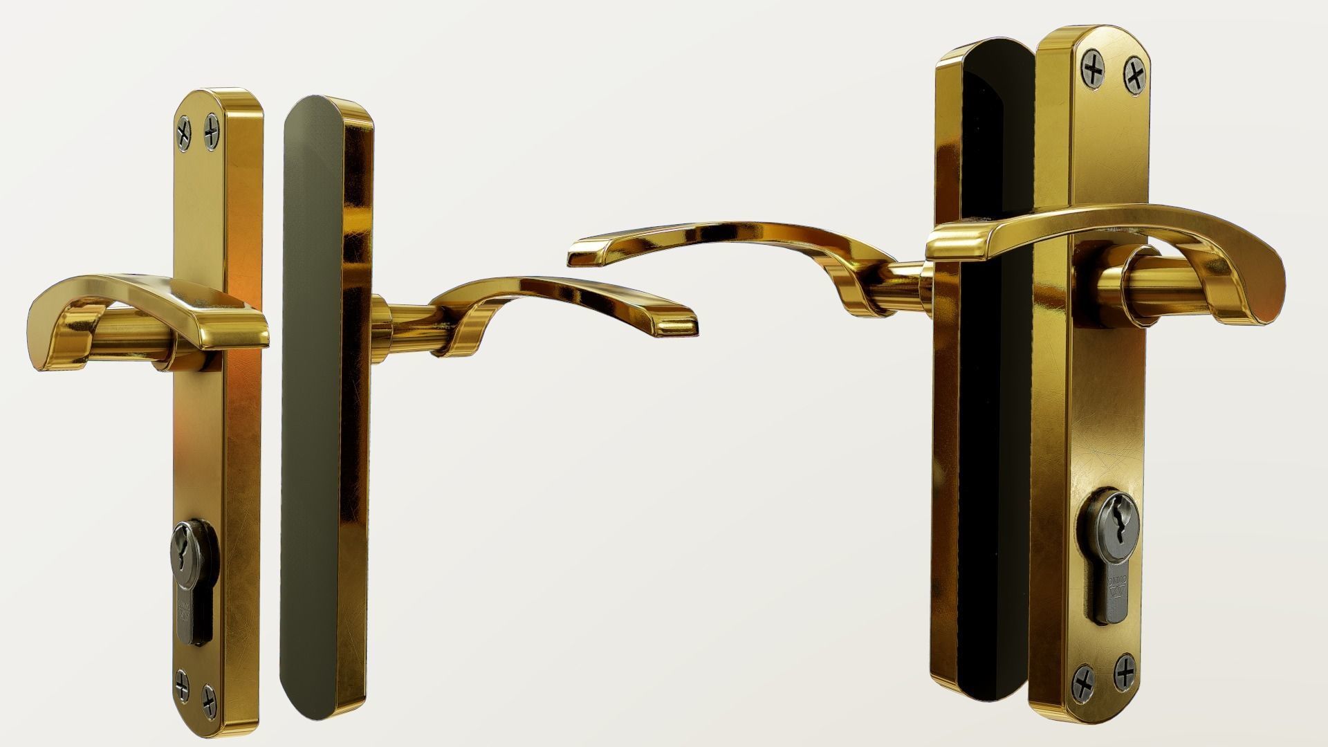 Interior Door Handle PBR Low-poly 3D model_6