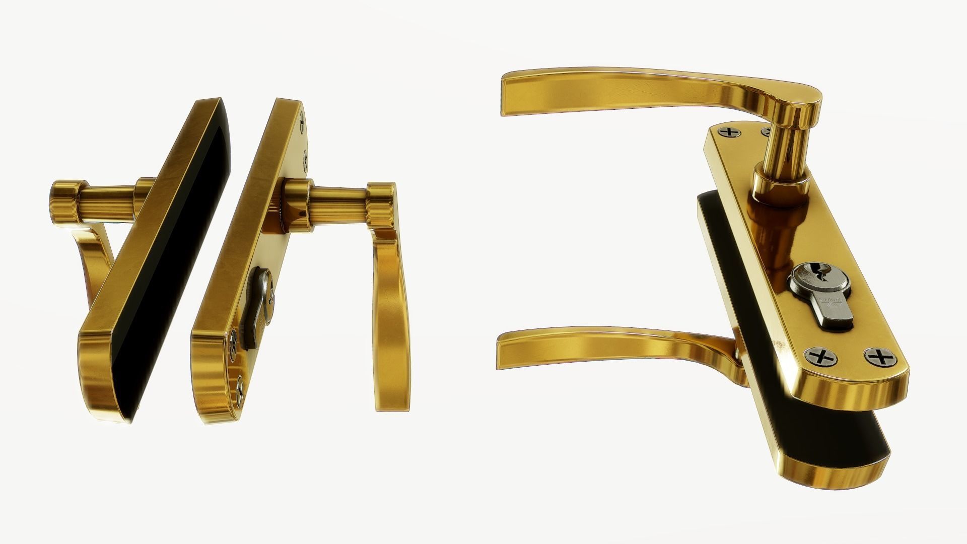 Interior Door Handle PBR Low-poly 3D model_10