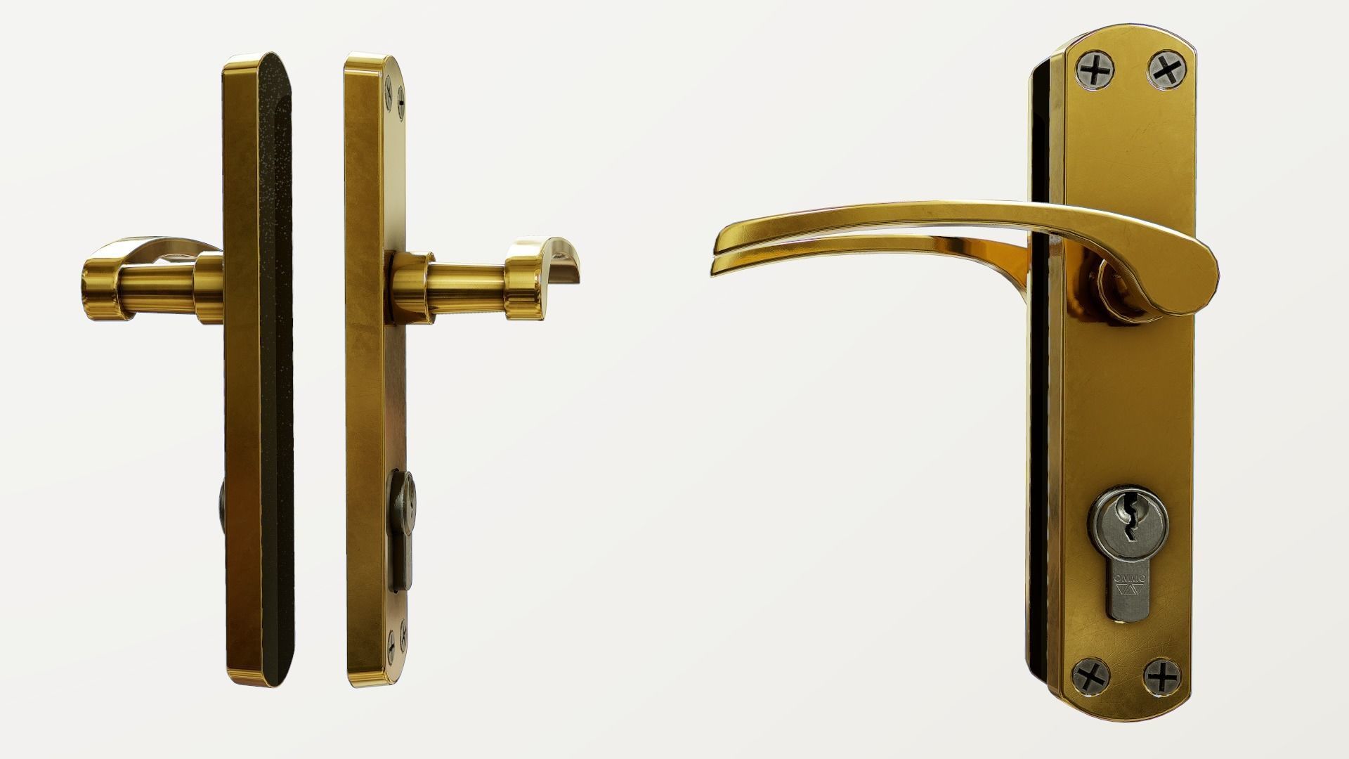 Interior Door Handle PBR Low-poly 3D model_7