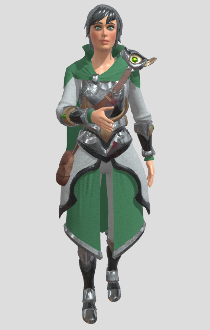 Priest woman armor Low-poly 3D model_1