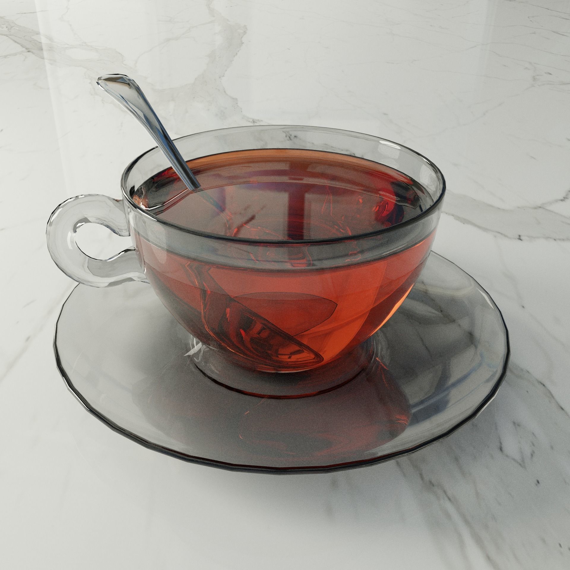 Cup of tea Low-poly 3D model_1
